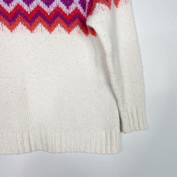 Aerie Fair Isle Wool Blend Turtleneck Sweater Cream Red Small S Cozy Lounge - Picture 3 of 12